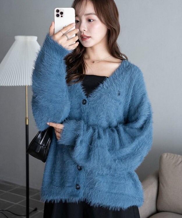 WEGO 【25年秋冬新作/WEB限定】別注USPOLOシャギーニットカーデ ブルーその他