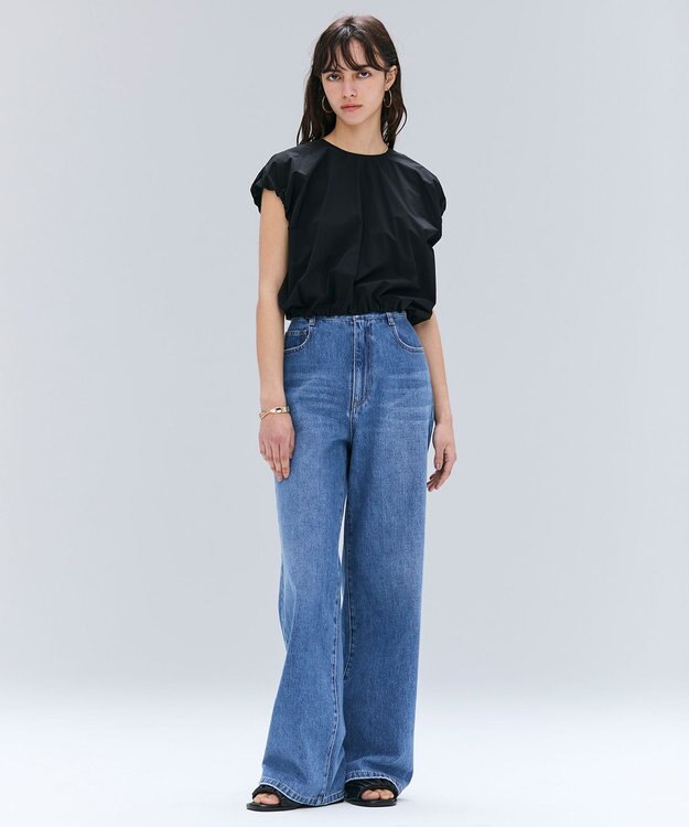 BEIGE， 【洗える】NAVIGLIO / フルレングスデニムバギーパンツ L.Indigo