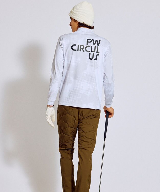 PW CIRCULUS 【裏起毛であたたか】【MEN】Dot camouflage ロングスリーブモックネックT ゴルフ ホワイト系5