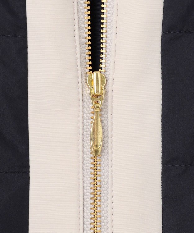 ANY SIS 【2WAY】ノーカラーダウン ジャケット ネイビー×ベージュ