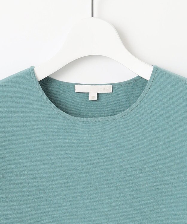 自由区 L 【アンサンブル対応・洗える】レーヨンストレッチ7分袖 ニット ブルーグレー