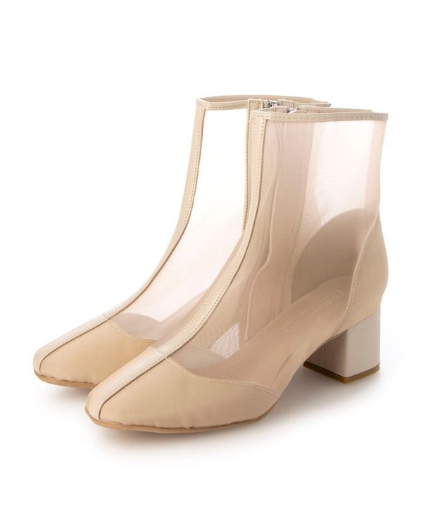MODE ET JACOMO <noyau>ブロックヒールチュールブーツ ベージュ