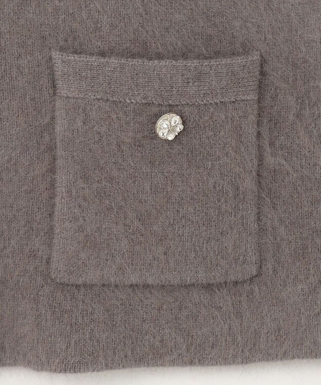 組曲 【手洗い可】フラッフィーファーニットジャケット ココアブラウン系