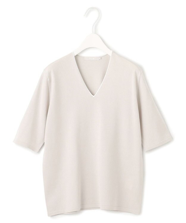 ICB 【洗える】シンセティックハイゲージ 半袖ニット トープ系