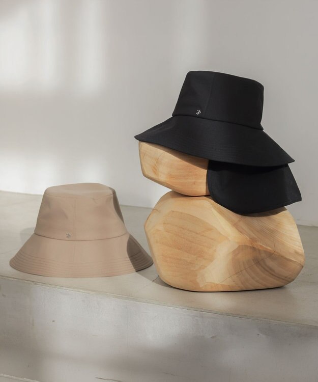 J.PRESS LADIES 【春夏のお出かけに・畳める・2way】ワイドブリム ハット ブラック系