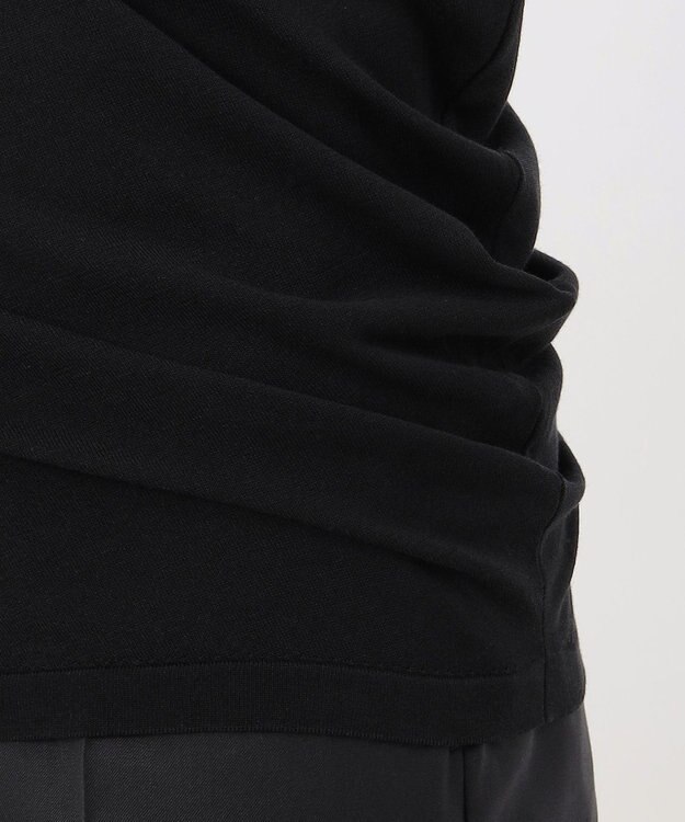 23区 【エステータ】シアーニット 5分袖ドレープ ブラック系