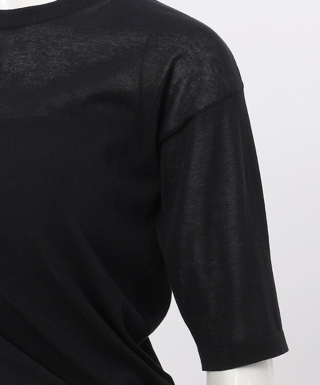 23区 【エステータ】シアーニット 5分袖ドレープ ブラック系