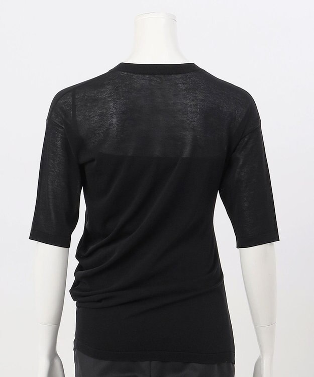 23区 【エステータ】シアーニット 5分袖ドレープ ブラック系