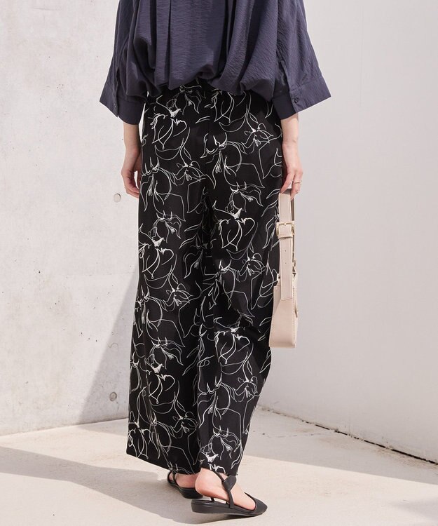 AMERICAN HOLIC 【WEB限定】アソートギャザー柄パンツ Black