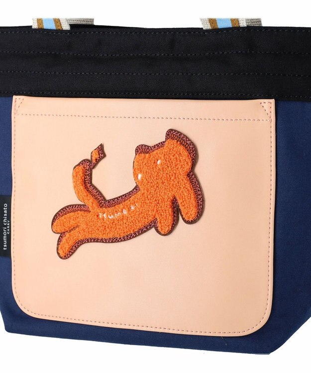 tsumori chisato CARRY キラミックスコンビ トートバッグ 2wayショルダー ネコ Sサイズ ネイビー