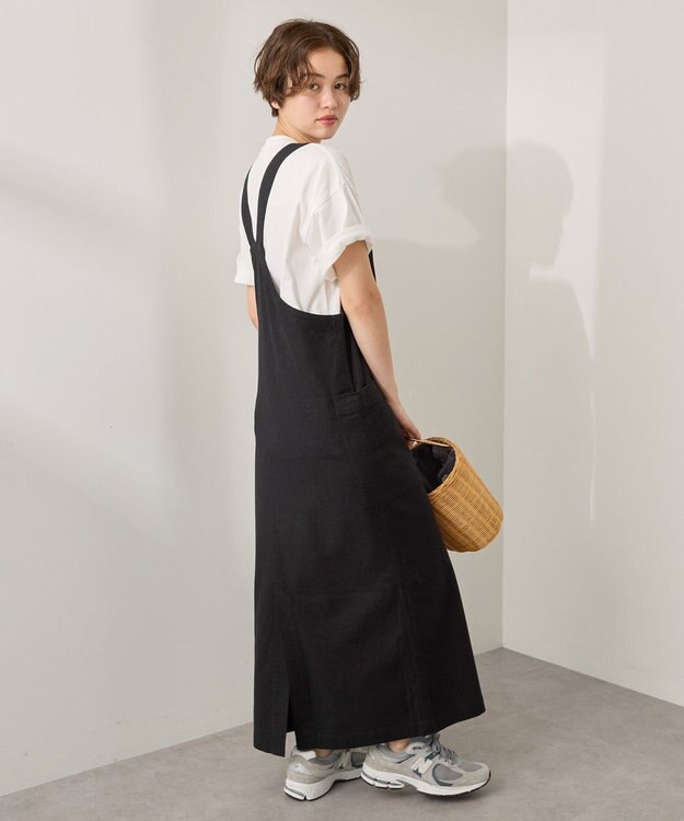 AMERICAN HOLIC 【WEB限定】リネンブレンドIラインジャンパースカート Black