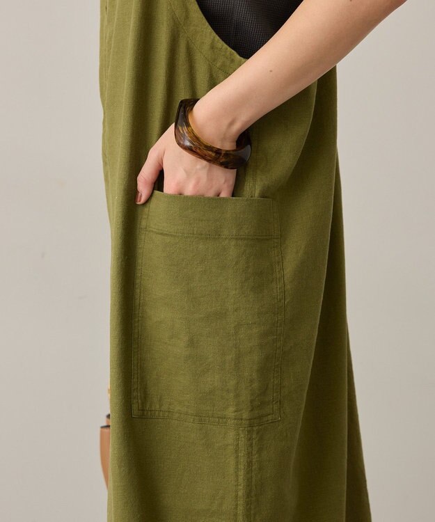 AMERICAN HOLIC 【WEB限定】リネンブレンドIラインジャンパースカート Khaki