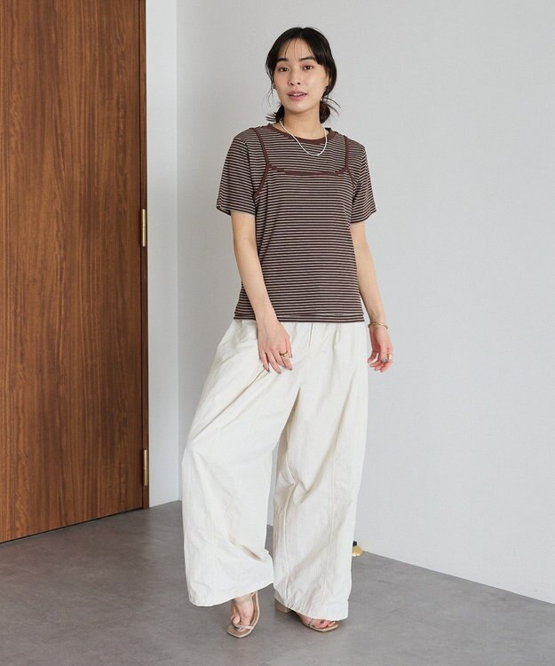 CRAFT STANDARD BOUTIQUE 2点セット/ボーダーキャミ+Tシャツ Brown