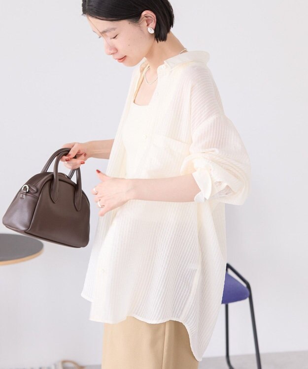 AMERICAN HOLIC シャドーストライプオーバーシャツ Off White