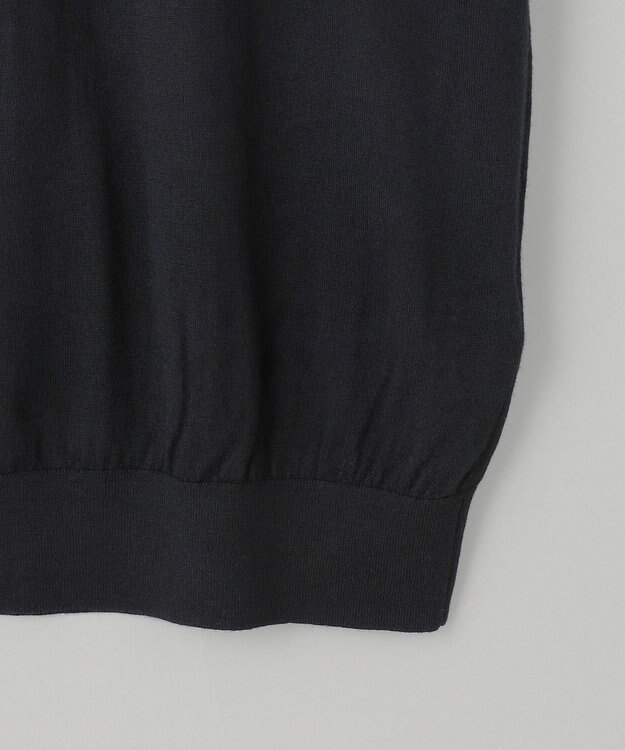 GOTAIRIKU オリジナル設計【洗える/チクチクしにくい/ピリングしにくい】イタリア糸 ハイゲージ  ニットポロ_WOOL100% ブラック系