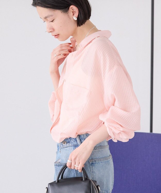 AMERICAN HOLIC シャドーストライプオーバーシャツ Peach