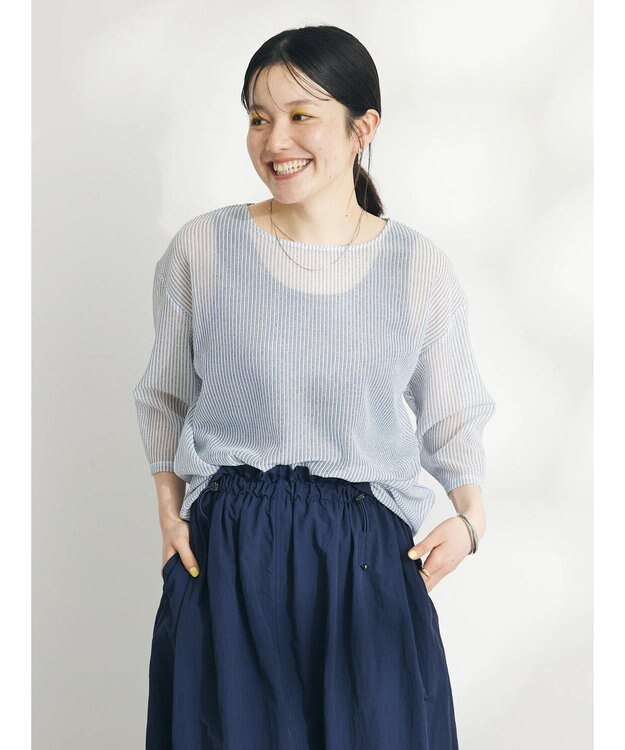 CRAFT STANDARD BOUTIQUE シアーストライププルオーバー Blue