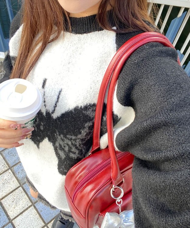 WEGO チャーム付きボストンバッグ ワイン