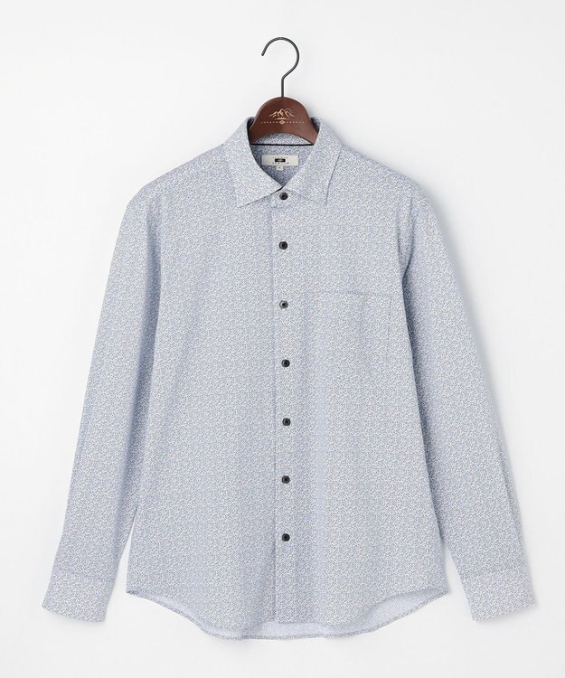 JOSEPH ABBOUD 【綿100％・ジャージー素材・ストレッチ】コンパクトジャージープリントシャツ サックスブルー系5