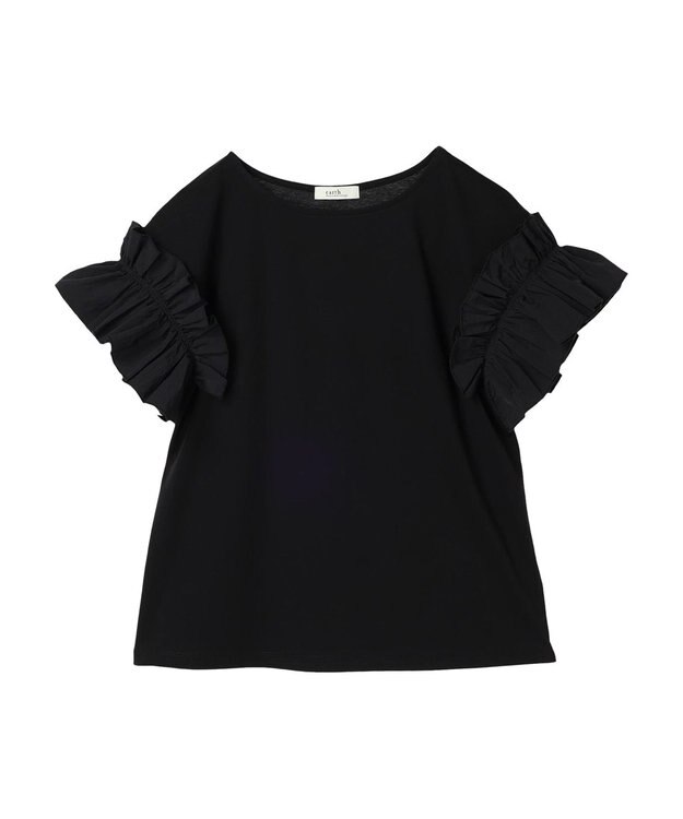 earth music&ecology フリルスリーブカットソー Off White