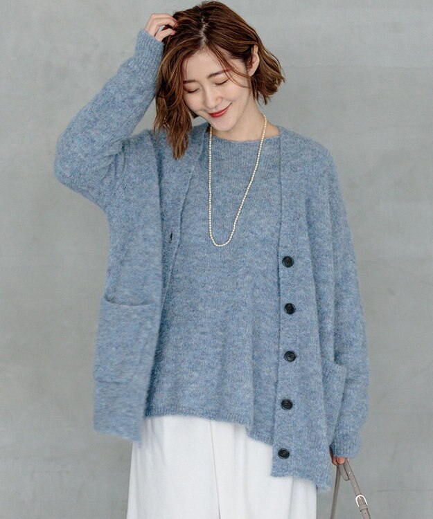 23区 【Oggi11月号掲載】ブラッシュドアルパカ ニットカーディガン サックスブルー系