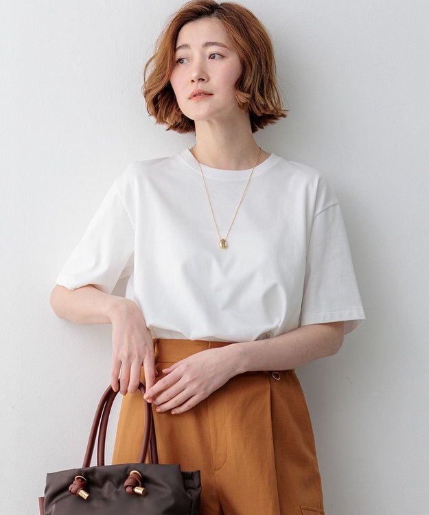 23区 L 【先行予約】スビンギザコットン フレア Tシャツ ホワイト系