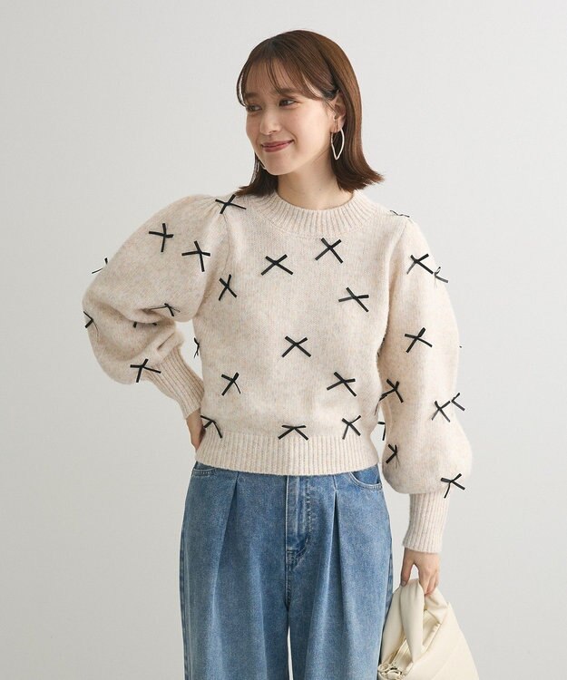 Green Parks ・ＡＮＤＳＥＡＲＣＨ　メニーリボンニットプルオーバー Beige
