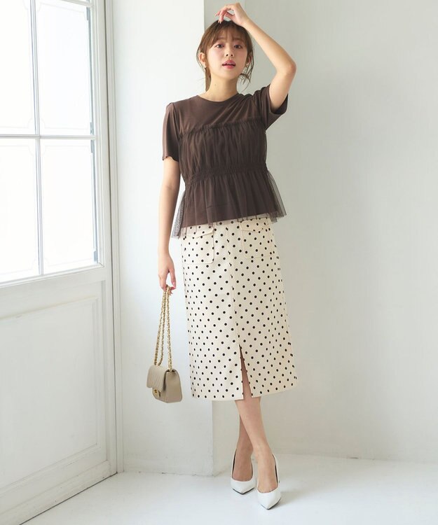 Feroux 【新色追加・洗える】パールポイントフラップ スカート アイボリー系9