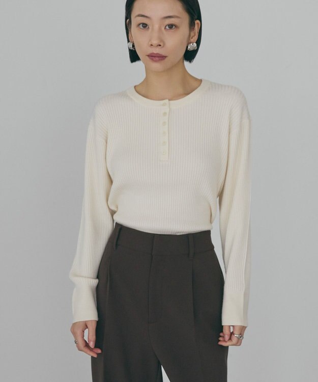 AMERICAN HOLIC バイパチヘンリーネックリブニットプルオーバー Ivory
