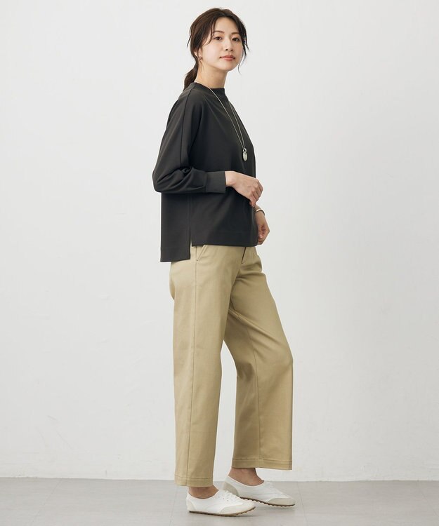 J.PRESS LADIES ジョーゼットダンボール ボトルネック カットソー スレート系