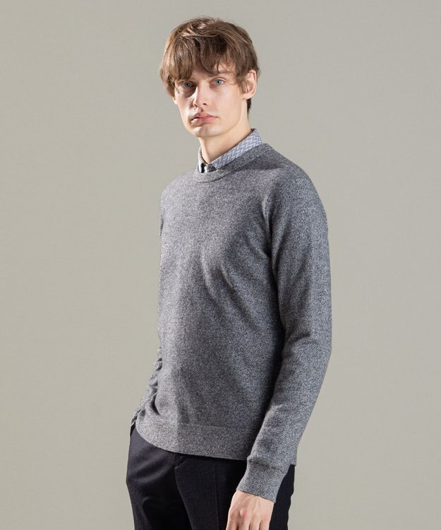 JOSEPH HOMME ピュアカシミヤ　クルーネックニット ライトグレー系