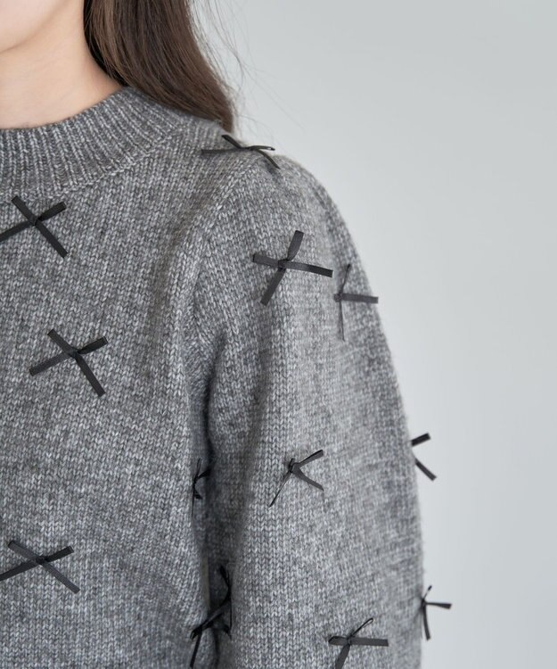 Green Parks ・ＡＮＤＳＥＡＲＣＨ　メニーリボンニットプルオーバー Charcoal Gray