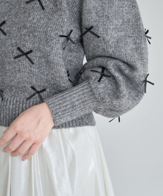 Green Parks ・ＡＮＤＳＥＡＲＣＨ　メニーリボンニットプルオーバー Charcoal Gray
