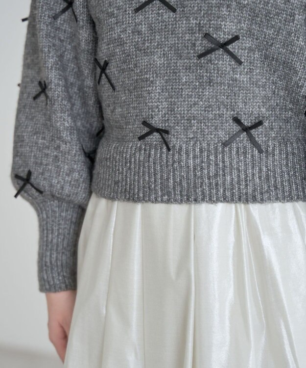 Green Parks ・ＡＮＤＳＥＡＲＣＨ　メニーリボンニットプルオーバー Charcoal Gray