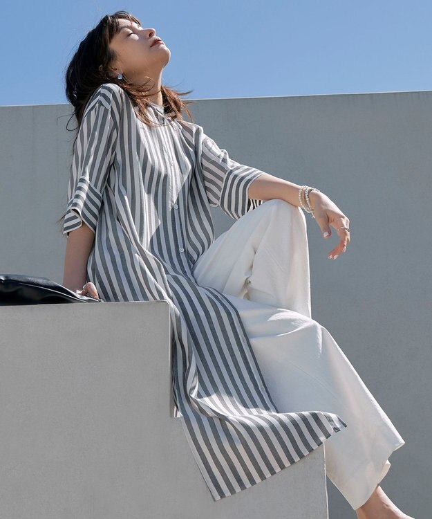 ICB L 【UVカット・吸水速乾・接触冷感・洗える】シェルタリングドライオックス ワイドパンツ オフホワイト系