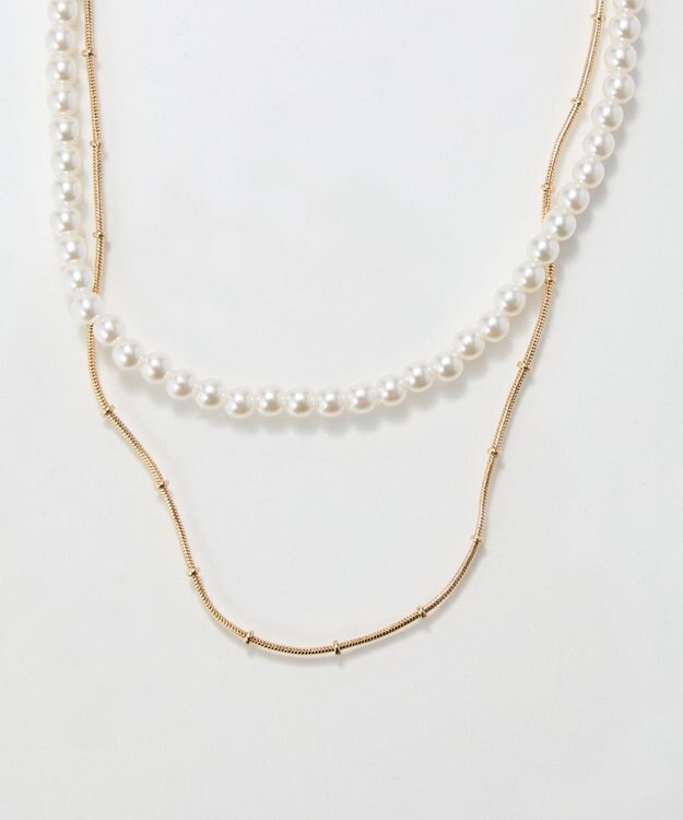 Phoebe 2wayダブルラインパールチェーンネックレス ホワイト