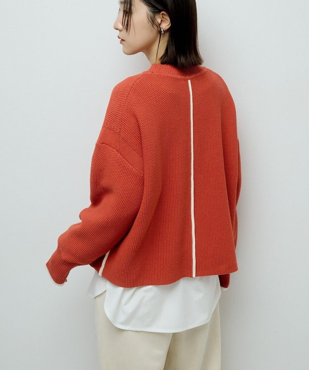 Green Parks かのこ編モックネックニットプルオーバー Orange