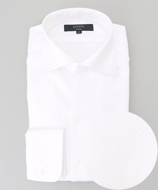 JOSEPH HOMME ツイルへリンボンクレイジー　イタリアンカラードレスシャツ ホワイト系