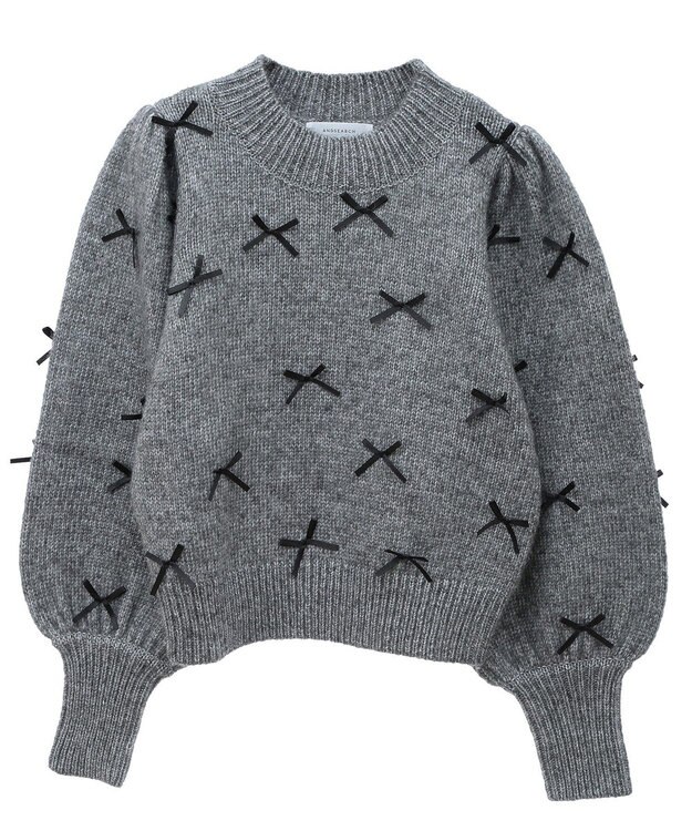 Green Parks ・ＡＮＤＳＥＡＲＣＨ　メニーリボンニットプルオーバー Charcoal Gray