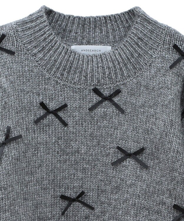 Green Parks ・ＡＮＤＳＥＡＲＣＨ　メニーリボンニットプルオーバー Charcoal Gray