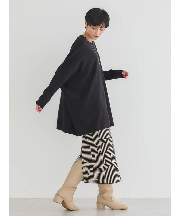 AMERICAN HOLIC バイパチポンチョライクＢＩＧニットチュニック Black