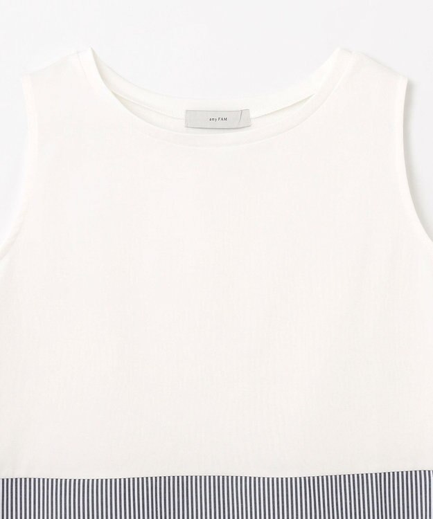 ANY L 【洗濯機可】ラウンドヘムコンビインナー オフ×ストライプ