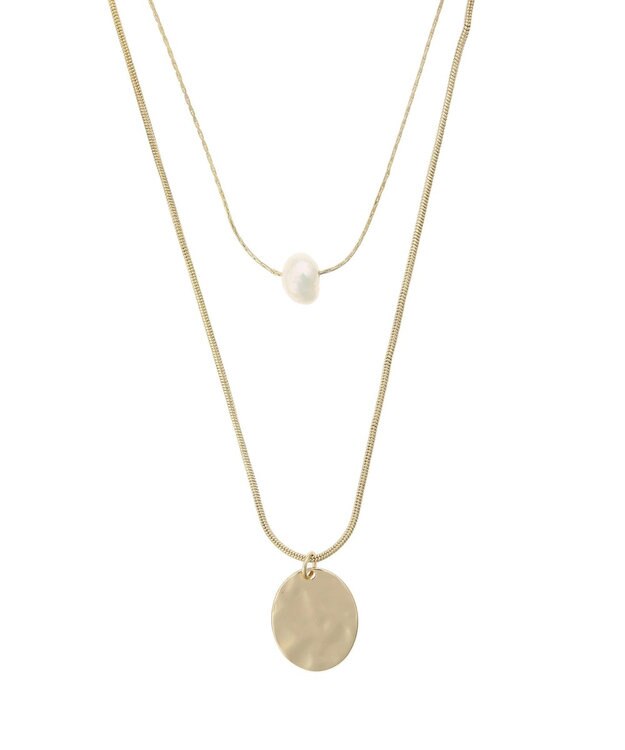 AMERICAN HOLIC テクスチャーメタル・淡水パールＳＥＴネックレス Gold