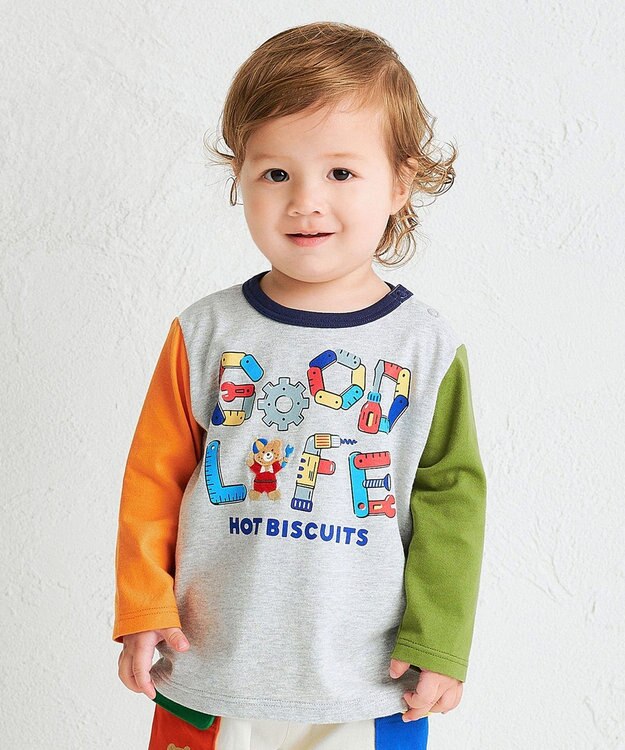 MIKI HOUSE HOT BISCUITS 【80-120cm】GOOD LIFE 長袖Tシャツ グレー