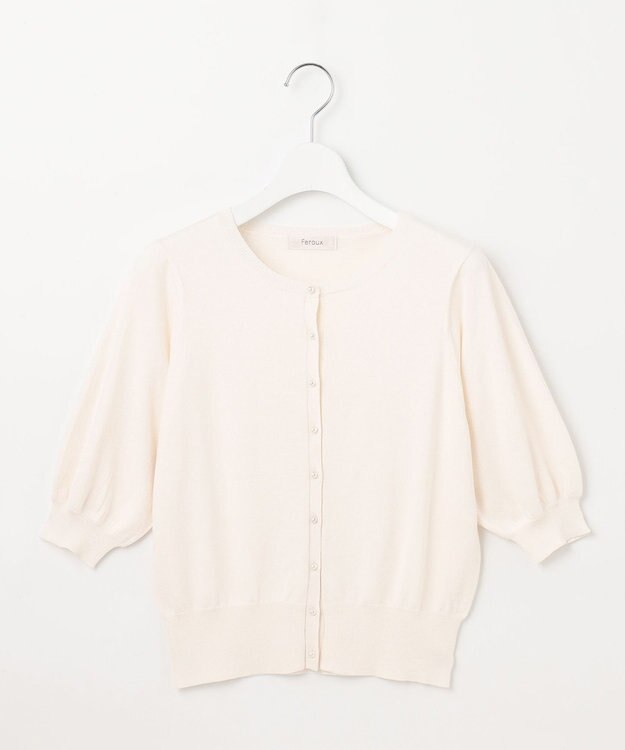 Feroux 【接触冷感・UVカット】ハーフスリーブ カーディガン ホワイト系