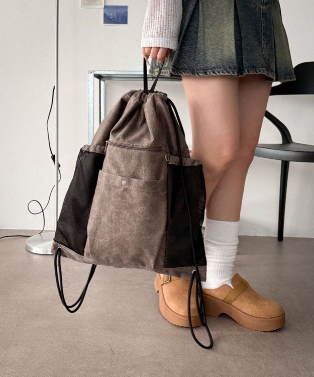 WEGO サイドメッシュポケットナップサック ブラウンその他