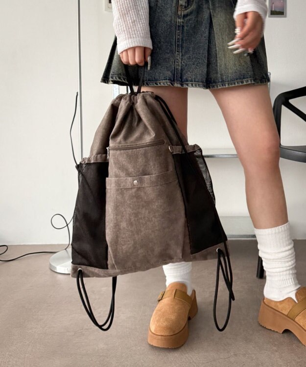 WEGO サイドメッシュポケットナップサック ブラウンその他