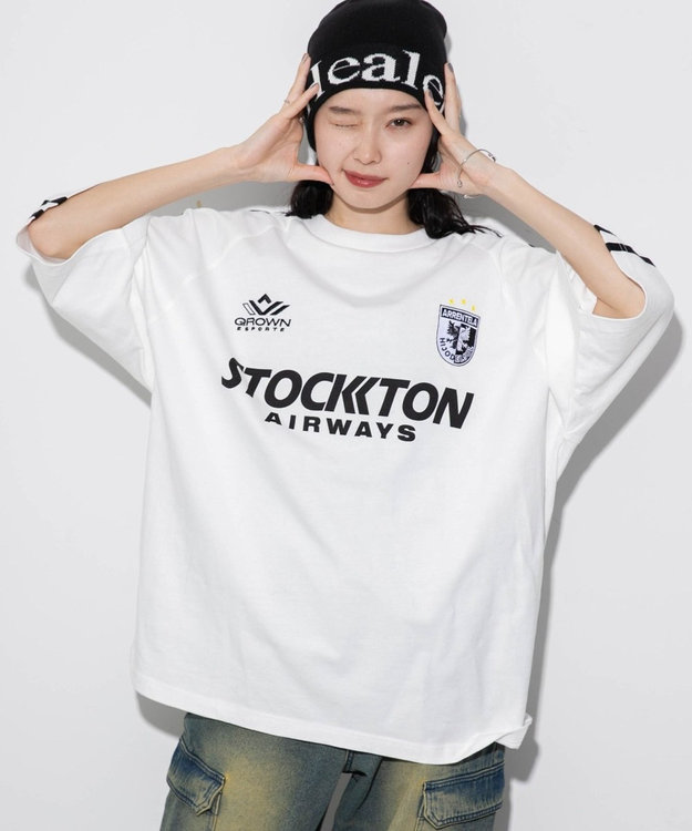 WEGO 【ユニセックス着用ITEM/手洗い可/MLサイズ】ラインゲームロゴT ホワイト