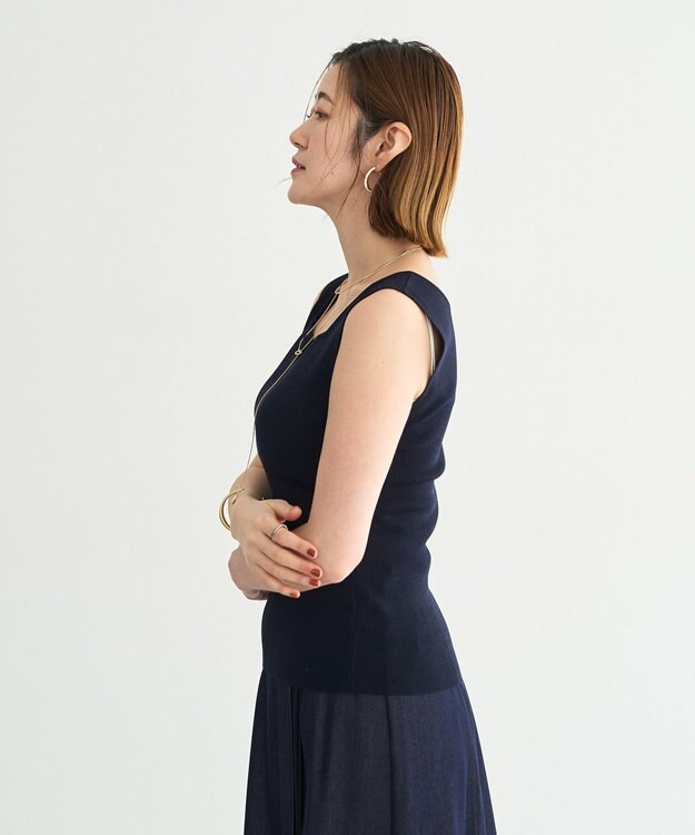 YECCA VECCA 2wayスクエアノースリーブニット Navy