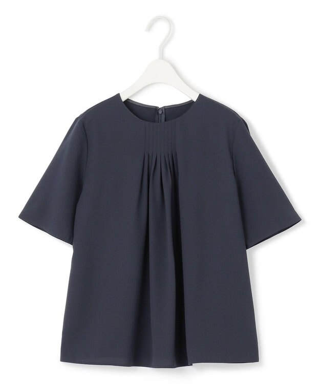 ICB 【UVカット・防シワ・洗える】ストレッチジョーゼット プルオーバーブラウス ネイビー系